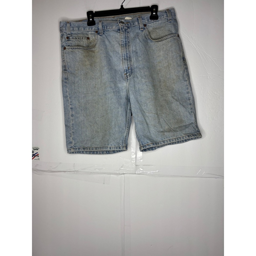 Levis 505 Regular Fit Vintage Denim Shorts Light Wash Mens 38 distressed